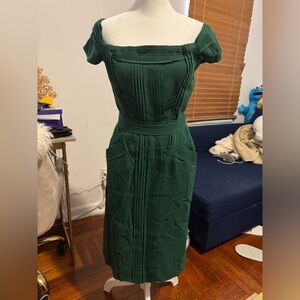 Alberta Ferretti Forest Green Midi Dress